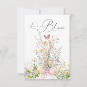 Liefde in volle bloei Roze strik Bruidsdouche Bedankkaart (Achterkant)
