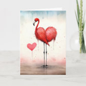 Liefde in volle veer Valentijn Flamingo Kaart (Voorkant)