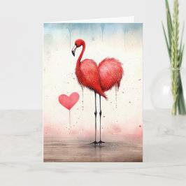 Liefde in volle veer Valentijn Flamingo Kaart