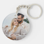 Liefde in witboek met aangepaste hartfoto sleutelhanger (Achterkant)