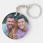 Liefde in witboek met aangepaste hartfoto sleutelhanger (Achterkant)