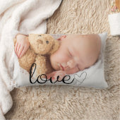 Liefde in Zwarte Script & Hart Aangepaste Fotokuss Kussen (Deken)