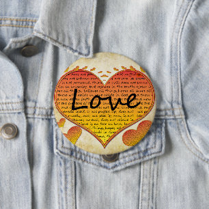 Liefde is 1 Corinthians 13 Harten Ronde Button 4,0 Cm