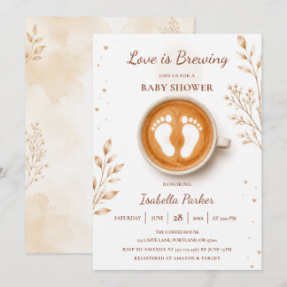 Liefde is aan het brouwen Baby Voetjes Shower Kaart