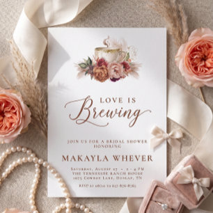 Liefde is aan het brouwen Coffee Floral Rustieke B Kaart