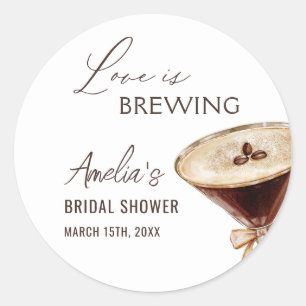 Liefde is aan het brouwen Espresso Martini Bruidsf Ronde Sticker