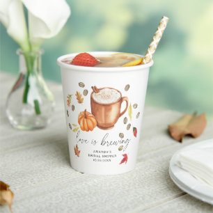 Liefde is aan het brouwen Pumpkin Coffee Bruidsuit Papieren Bekers
