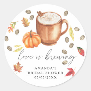 Liefde is aan het brouwen Pumpkin Coffee Bruidsuit Ronde Sticker