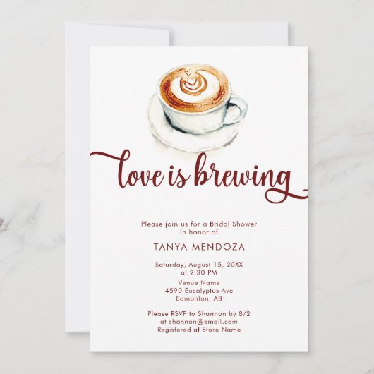 Liefde is aan het brouwen Terracotta Bruiloftsborr Kaart (Voorkant)