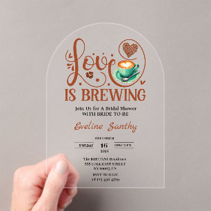 Liefde is aan het Bruisen Cappuccino Hart Bruidsdi Acryl Uitnodigingen
