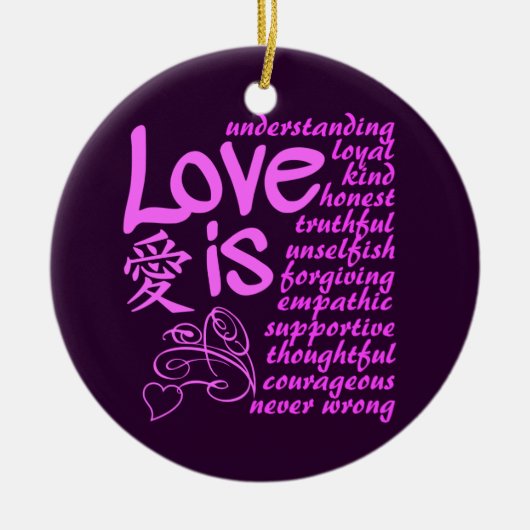 liefde is ... aangepaste namen en date ornament (Voorkant)