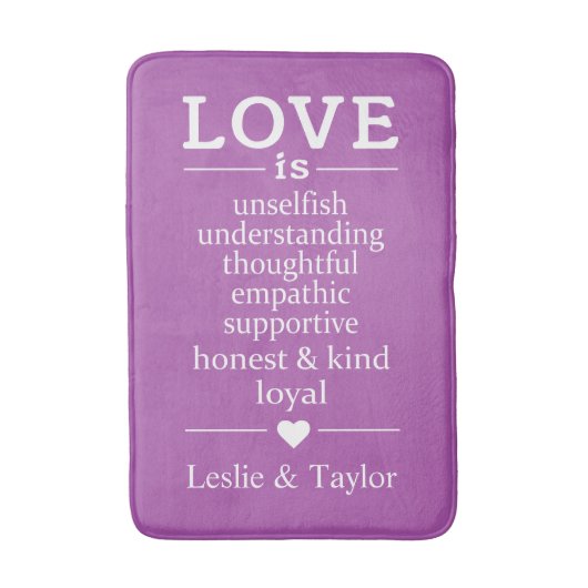 Liefde is ... aangepaste namen en kleurbadmatten badmat (Voorkant Verticaal)