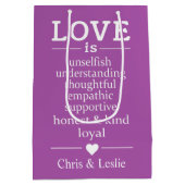 Liefde is ... aangepaste namen en kleurenmiddelgro medium cadeauzakje (Achterkant)