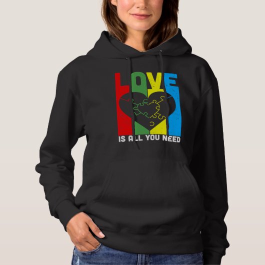Liefde is alles wat je nodig hebt Autisme Heart Pu Hoodie (Voorkant)