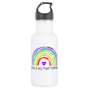 Liefde is alles wat telt   Regenboog LGBTQIA+ Waterfles