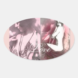 Liefde is als een wild roos ovale sticker