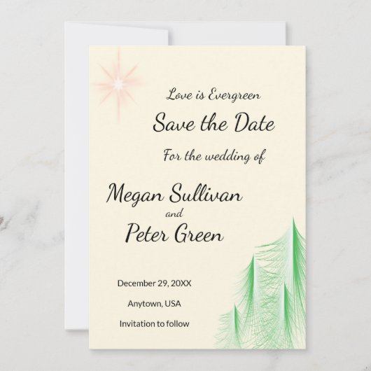 Liefde is altijd groen save the date (Voorkant)