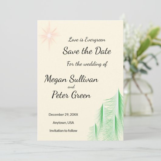 Liefde is altijd groen save the date (Staand voorkant)
