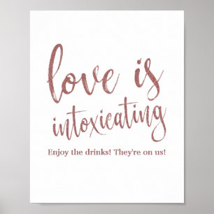 Liefde is bedwelmende roze gouden glitterschild 8x poster