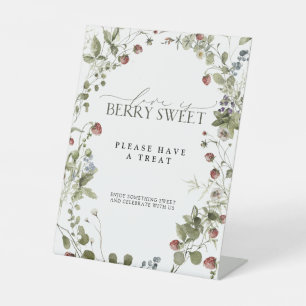 Liefde is Bes Zoete Aardbeien Shower Dessert Reclamebord Met Voetstuk