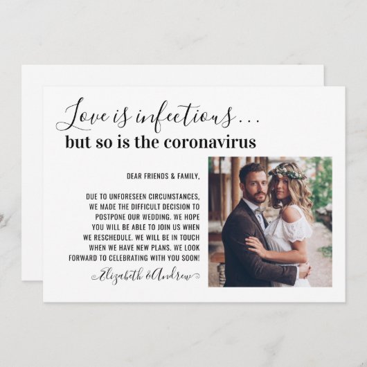 Liefde is Besmettelijk Foto Datum Wijzigen Trouwen Aankondiging (Voorkant / Achterkant)