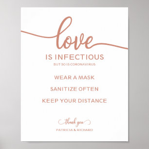 Liefde is besmettelijk, maar coronavirus ook bord poster