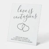 Liefde is besmettelijke huwelijksveiligheid reclamebord met voetstuk (Voorkant)
