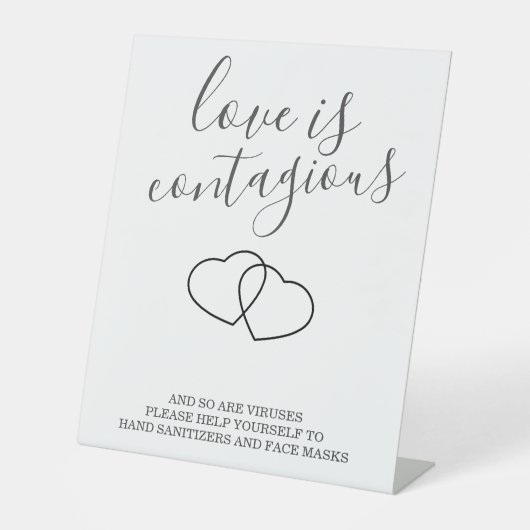 Liefde is besmettelijke huwelijksveiligheid reclamebord met voetstuk (Voorkant)