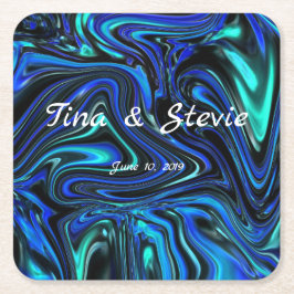 Liefde is blauw vierkante kartonnen onderzetter