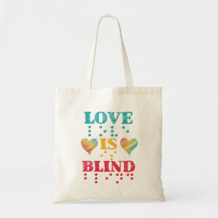 Liefde is blinde brailleschrift tote bag