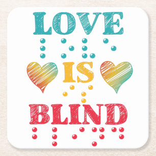 Liefde is blinde brailleschrift vierkante kartonnen onderzetter