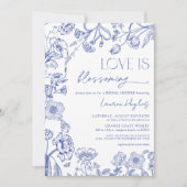 Liefde is Bloeiende Blauwe  Bloemendouche Kaart (Voorkant)