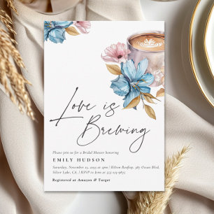 Liefde is Brouwen Bloemen Bruids Douche Uitnodigin Kaart