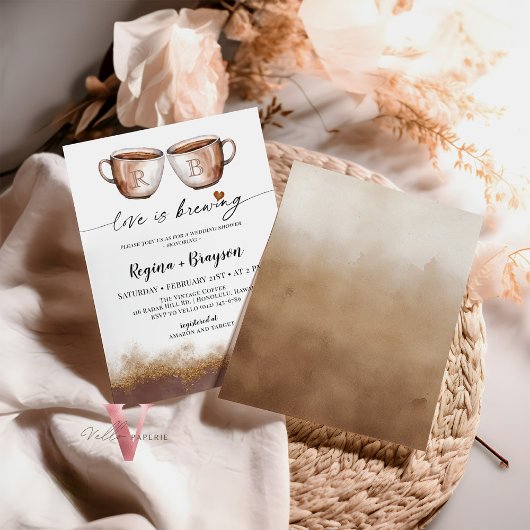 Liefde is Brouwen Initiaal Bruids Douche Uitnodigi Kaart