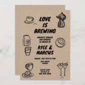 Liefde is Brouwen Koffie Thema Paar Douche Brunch Kaart (Voorkant / Achterkant)