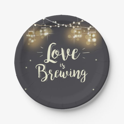 Liefde is brouwen Paper Borden Wedding repetitie b Papieren Bordje (Voorkant)