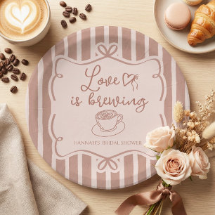 Liefde is Brouwende Koffie Bruidsfeest Borden Papieren Bordje