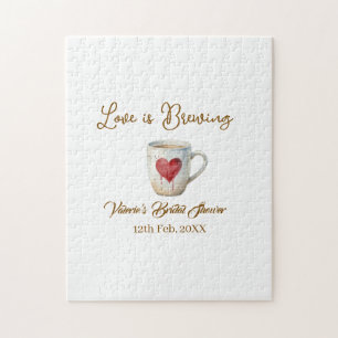 Liefde is brouwende witte koffiemok hart bruidsfee legpuzzel