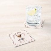 Liefde is Bruisend Espresso Martini Bruiloftsfeest Vierkante Kartonnen Onderzetter (Insitu)