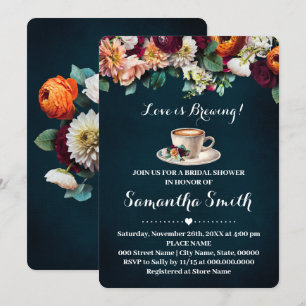 Liefde is Bruisende Bruiloft Coffee Bloemen Kaart