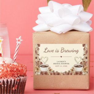 Liefde is Bruisende Florale Koffie Hart Bruidsuitn Rechthoekige Sticker
