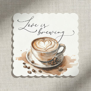 Liefde is Bruisende Koffie Bruiloft Feest Kartonnen Onderzetters
