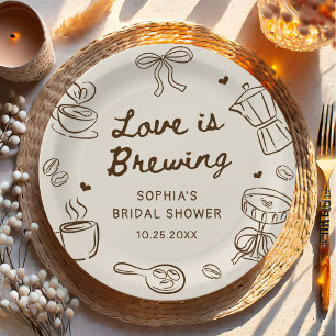 Liefde is Bruisende Koffie Handgetekende Bruiloft  Papieren Bordje