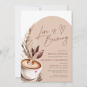 Liefde is Bruisende Koffie Pampas Bruidsdouche Kaart
