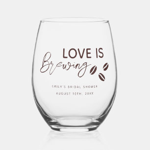 Liefde is Bruisende Koffie Thema Bruiloft Feest Wijnglas Zonder Voet