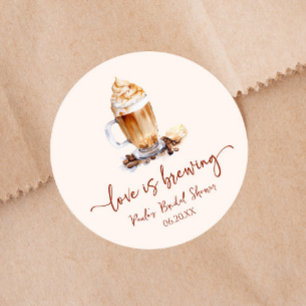 Liefde Is Bruisende Koffiebonen Bruiloftsuitnodigi Ronde Sticker