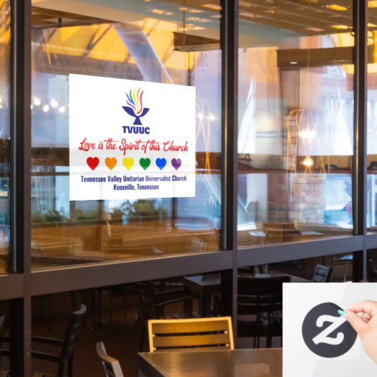 Liefde is de Geest - Rainbow Hearts Raamsticker (Restaurant Raam)