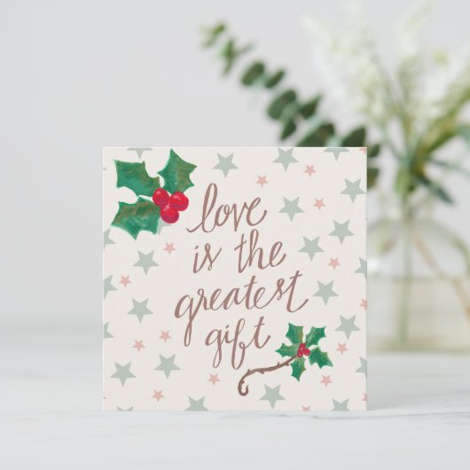 Liefde is de grootste kerstcadeau notitiekaartje (Staand voorkant)