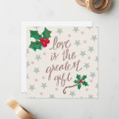 Liefde is de grootste kerstcadeau notitiekaartje (Voorkant / Achterkant in situ)