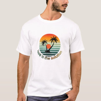 Liefde is de Oplossing Tropische Zonsondergang Pal T-shirt